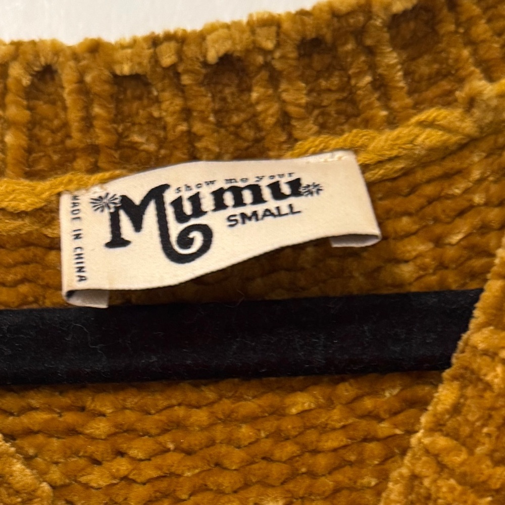 EUC Show Me Your MuMu Fringed Fawn Ochre Chenille Sweater - Picture 8 of 10